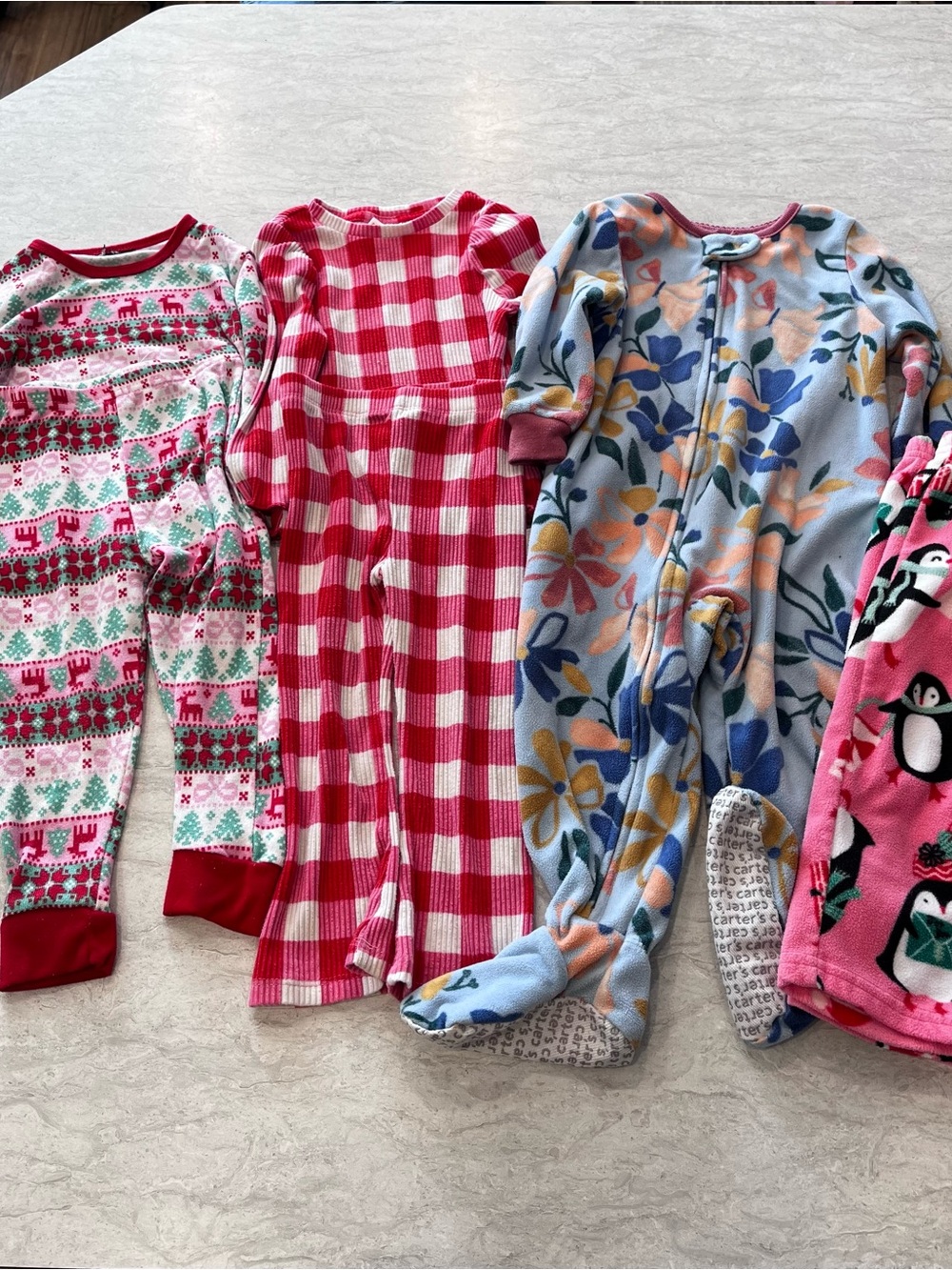 6 Piece Girls Pajamas Lot Christmas and Winter Outfits Various Brands